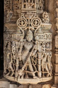 Stone carving in Ranakpur temple, Rajasthan