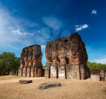 Ancient Royal Palace ruins - UNESCO World Heritage Site. Pollonaruwa, Sri Lanka