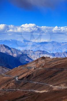 Road in Himalayas near Tanglang la Pass  - Himalayan mountain pass on the Leh-Manali highway. Ladakh, India