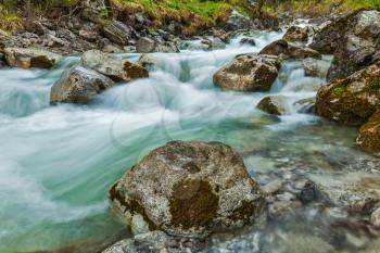 Cascade of Kuhfluchtwasserfall. Long exposure for motion blur. Farchant, Garmisch-Partenkirchen, Bavaria, Germany