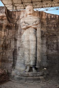 Ancient standing Buddha image, Gal Vihara, Polonnaruwa, Sri Lanka