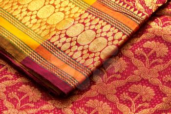 Indian silk saries close up. Background