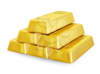 Gold bars bullions pyramid isolated