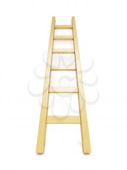 Wooden ladder near white wall. 3D render illustration