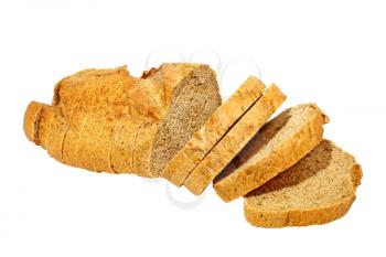 Sliced fresh bread isolated on a white background.