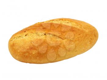 Fresh bread taken closeup isolated on white background.