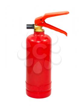 Red fire extinguisher isolated on white background.