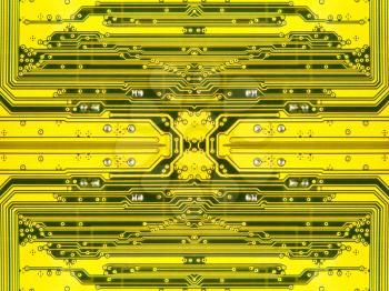 Yellow electronic microcircuit as abstract background.