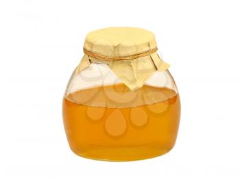 Honey jar isolated on a white background.