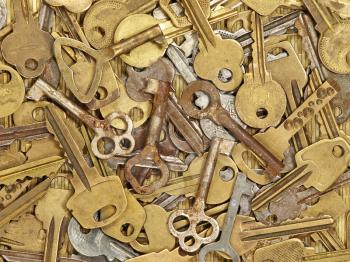 Old metal keys suitable as background.