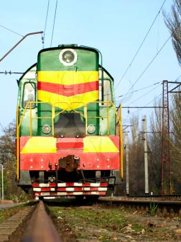 Locomotive on the rails.