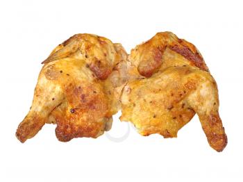 Grilled chicken isolated on white background.