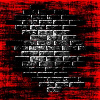 Grungy red abstract background with dark bricks inside.Digitally generated image.