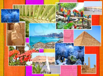 Colorful travel images collage.Nature and tourism background