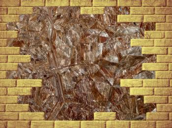 Brown abstract background with yellow brick frame.Digitally generated image.