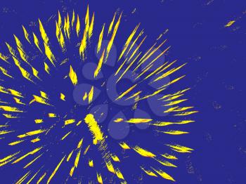 Abstract yellow fireworks on blue background.Digitally generated image.     