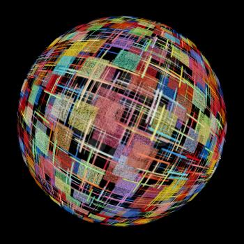 Multicolored abstract globe silhouette on black background.Digitally generated image.