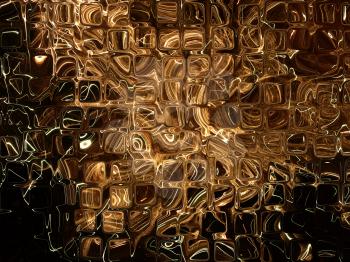 Golden transparent cubes as abstract background.Digitally generated image.