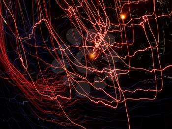 Shining Multicolored Lines in a Darkness as Abstract Background.