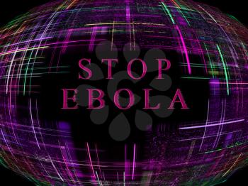 Purple abstract globe shape on black background with text.Ebola Virus Epidemic concept.Digitally generated image.