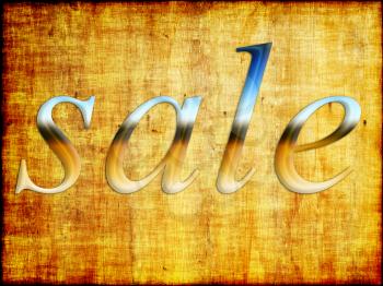 Sale tag on yellow grunge wooden background.