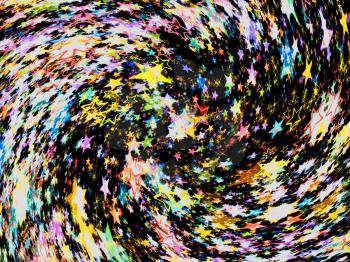 Bright multicolored stars swirl as abstract background.Digitally generated image.