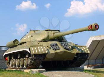 NOVI PETRIVTSI, KIEV, UKRAINE-AUGUST 2:Military tank IS-3(Iosif Stalin) in State memorial estate Fight for Kiev in 1943, Lyutezhsky base AUGUST 2, 2014 Novi Petrivtsi,Kiev,Ukraine.