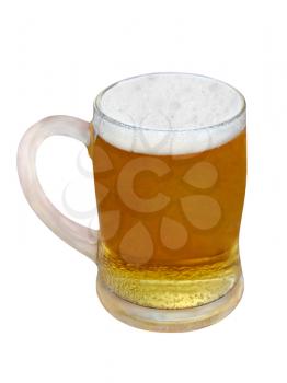 Beer glass taken closeup isolated on white background.