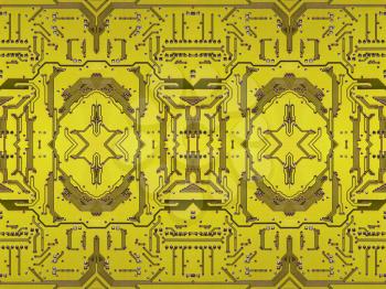 Yellow electronic microcircuit taken closeup suitable as background.