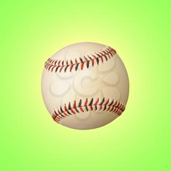 Baseball on green background with lighting effect.