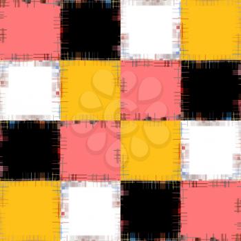 Multicolored patch pattern collage in a chessboard order as abstract background.Digitally generated image.