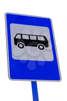 Bus stop sign isolated on white background.