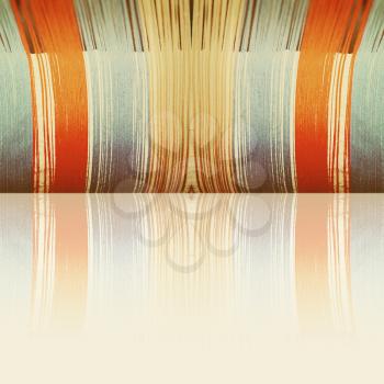 Multicolored threads with reflection and empty space as abstract background.