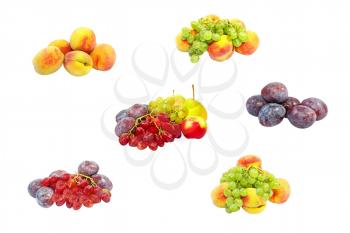 Set of ripe fruits isolated on white background.