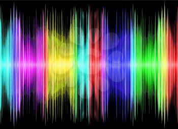 Multicolored sound equalizer on black display.Digitally generated image.