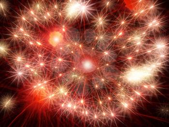 Red shining fireworks stars as abstract holiday background.