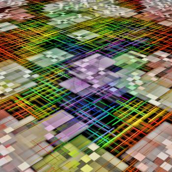 Multicolored grid and cube shape pattern as abstract background.Digitally generated image.