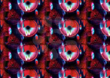 Red kaleidoscope spotted abstract background with eye pupil shapes.Digitally altered image.