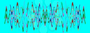 Multicolored abstract waveform pattern on azure background.Digitally generated image.