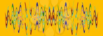 Multicolored abstract waveform pattern on orange background.Digitally generated image.