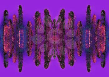 Multicolored abstract splash waveform pattern on purple background.Digitally generated image.