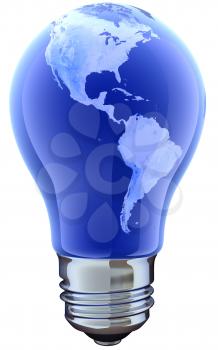 Light bulb with map. America