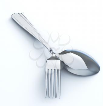 Twisted together spoon and fork