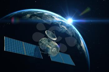 Satellite is orbiting around the Earth