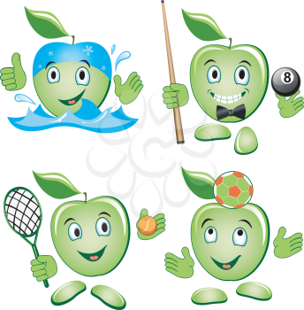 Cartoon apple doing Sport and Leisure games