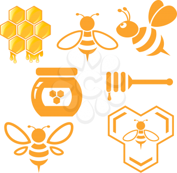 Bee and Honey set. Vector 