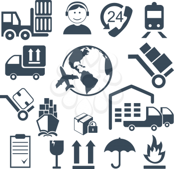 Vector illustration of shipping and cargo icons 