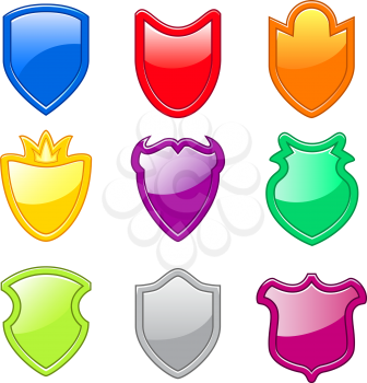 Set of color shield icons 