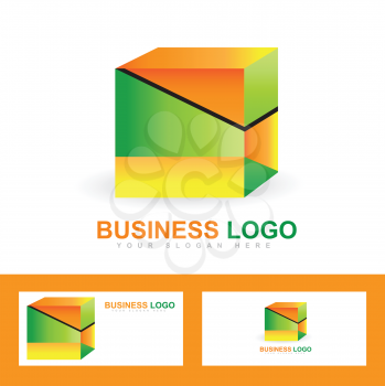 Vector logo template for corporate or business with colored cube icon symbol