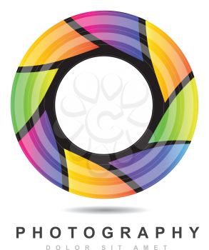 Colored logo vector design of a photography camera diaphragm